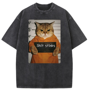 Shit Stinks Cat Washed T-shirt